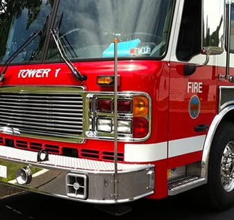 an image showing the front bumper of a firetruck