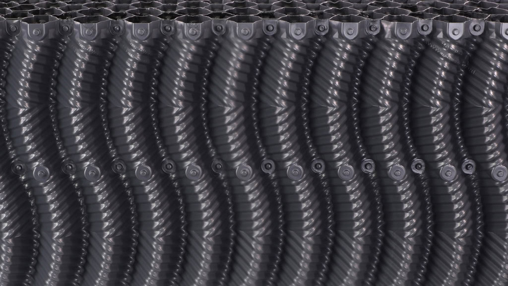 Close-up side view of the ShockWave hybrid fluted fill