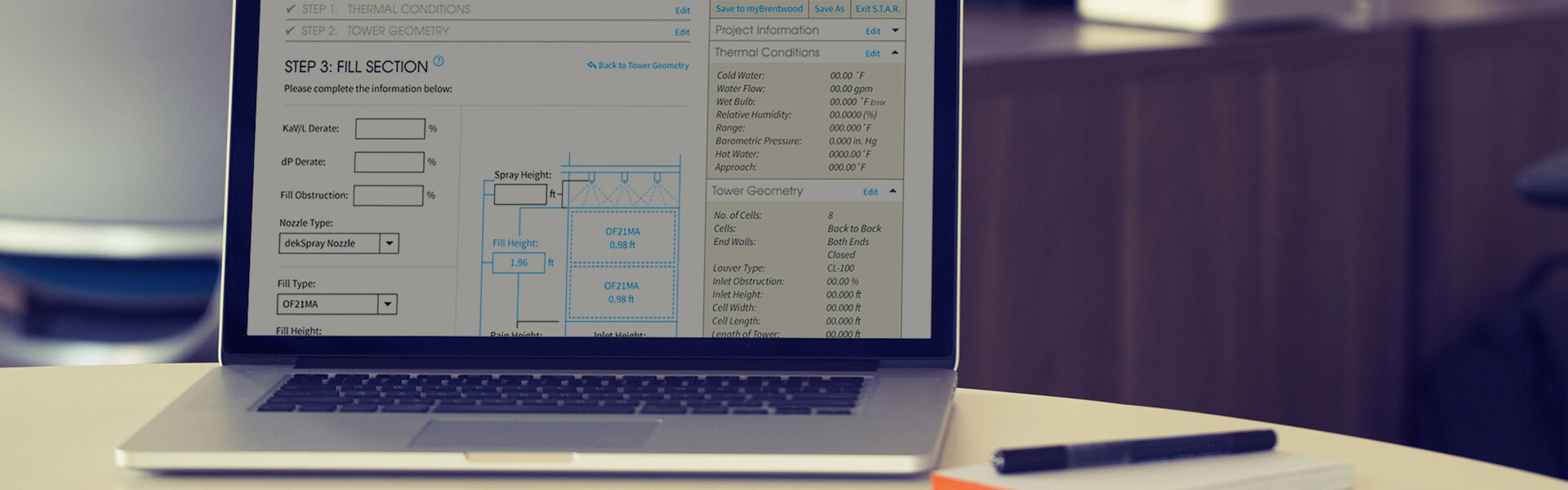 A laptop is open on a desk displaying technical design and project information, utilizing various resources.